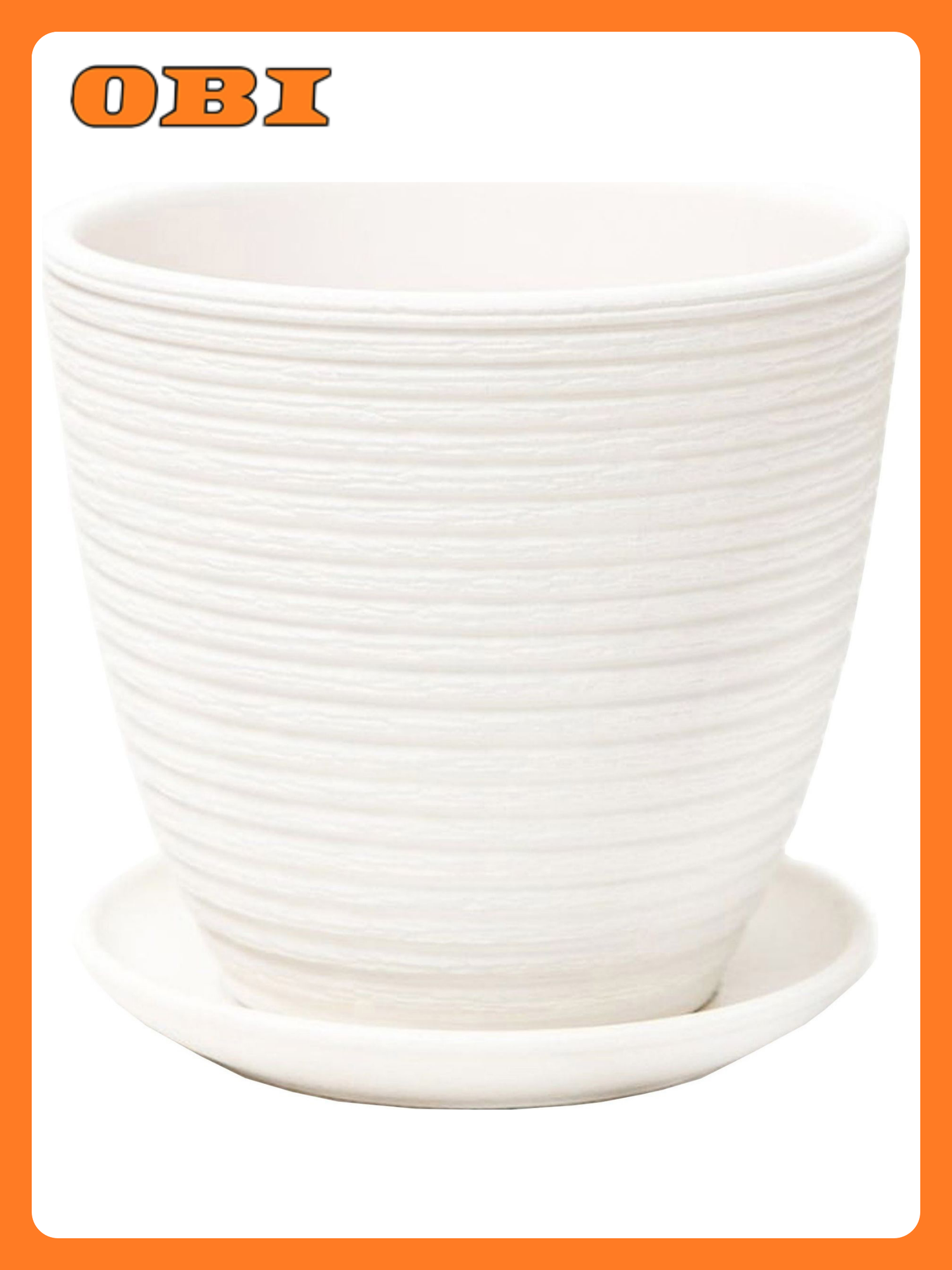 Горшок d15 см керамический белый с поддоном