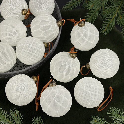 Изображение товара Елочные шары Terre de Glace 8 см, 12 шт, стекло, Winter Deco, 19039-23055