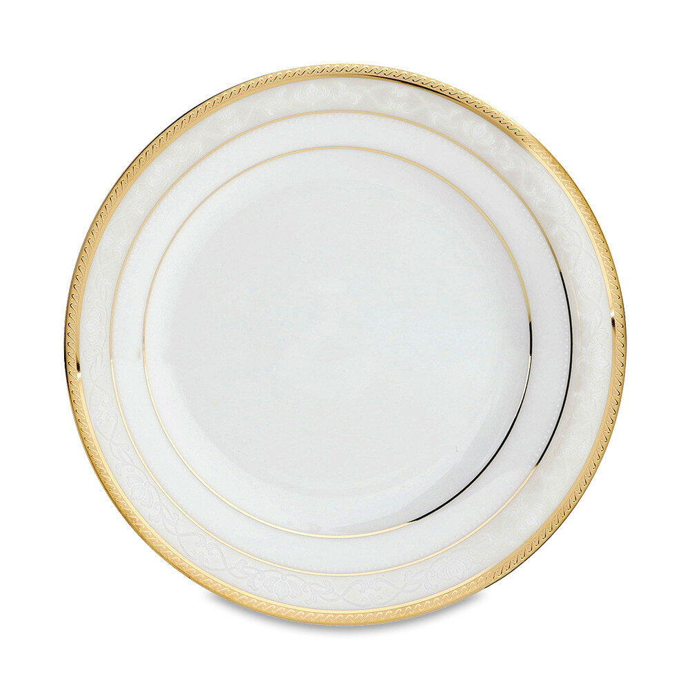 Тарелка закусочная, 21 см, костяной фарфор, белый, серия Хэмпшир NOR4335-405 золотой кант
