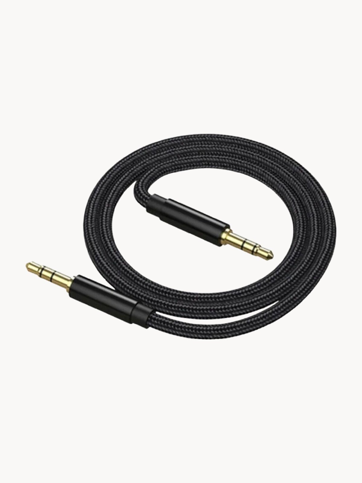 Кабель Aux, аудио, mini jack 3,5 мм, 2 м, тканевая оплётка, чёрный