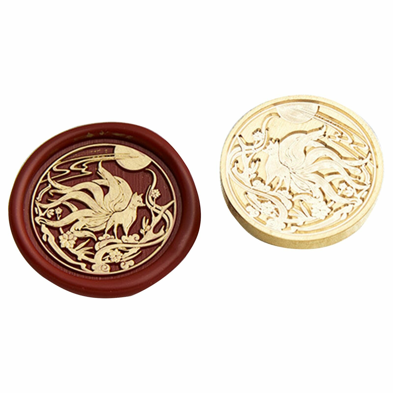 Ретро-печать специальной формы с тиснением огненной краской - девятихвостая лиса