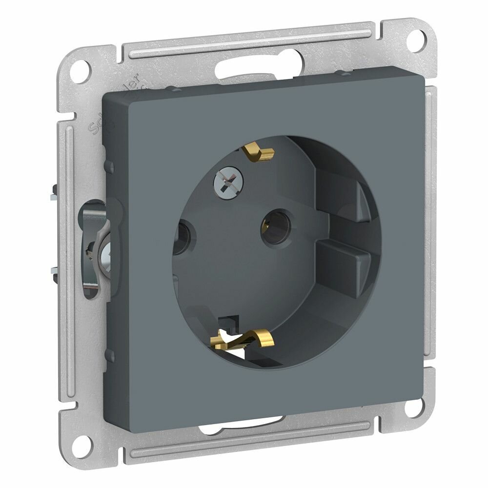 Розетка Systeme Electric Atlasdesign с заземлением 16А, механизм грифель