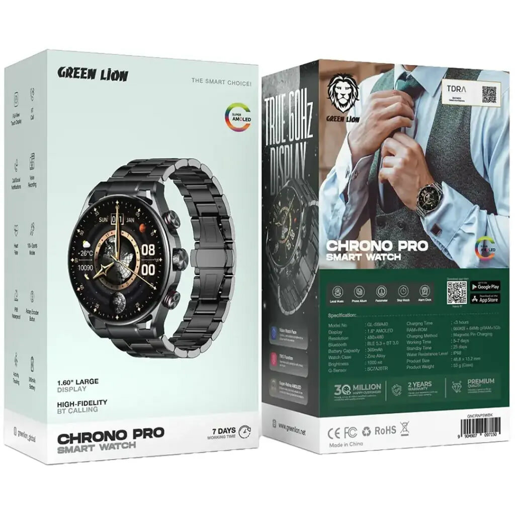 Умные часы Green Lion Chrono Pro серый для любители классики — фото 1