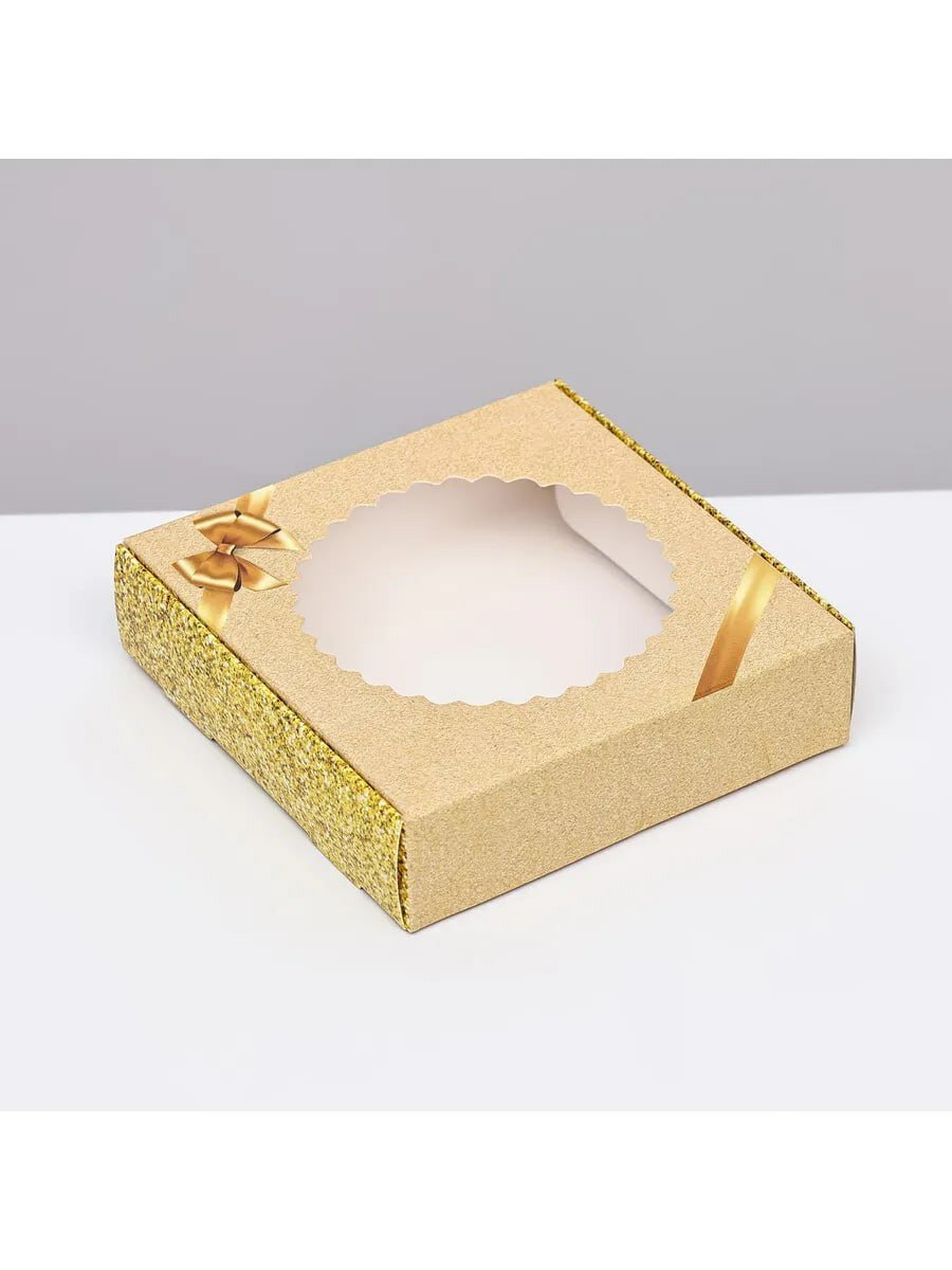 Подарочная коробка "бантик", для упаковки подарков. Размер 11,5*11,5*3 — фото 1