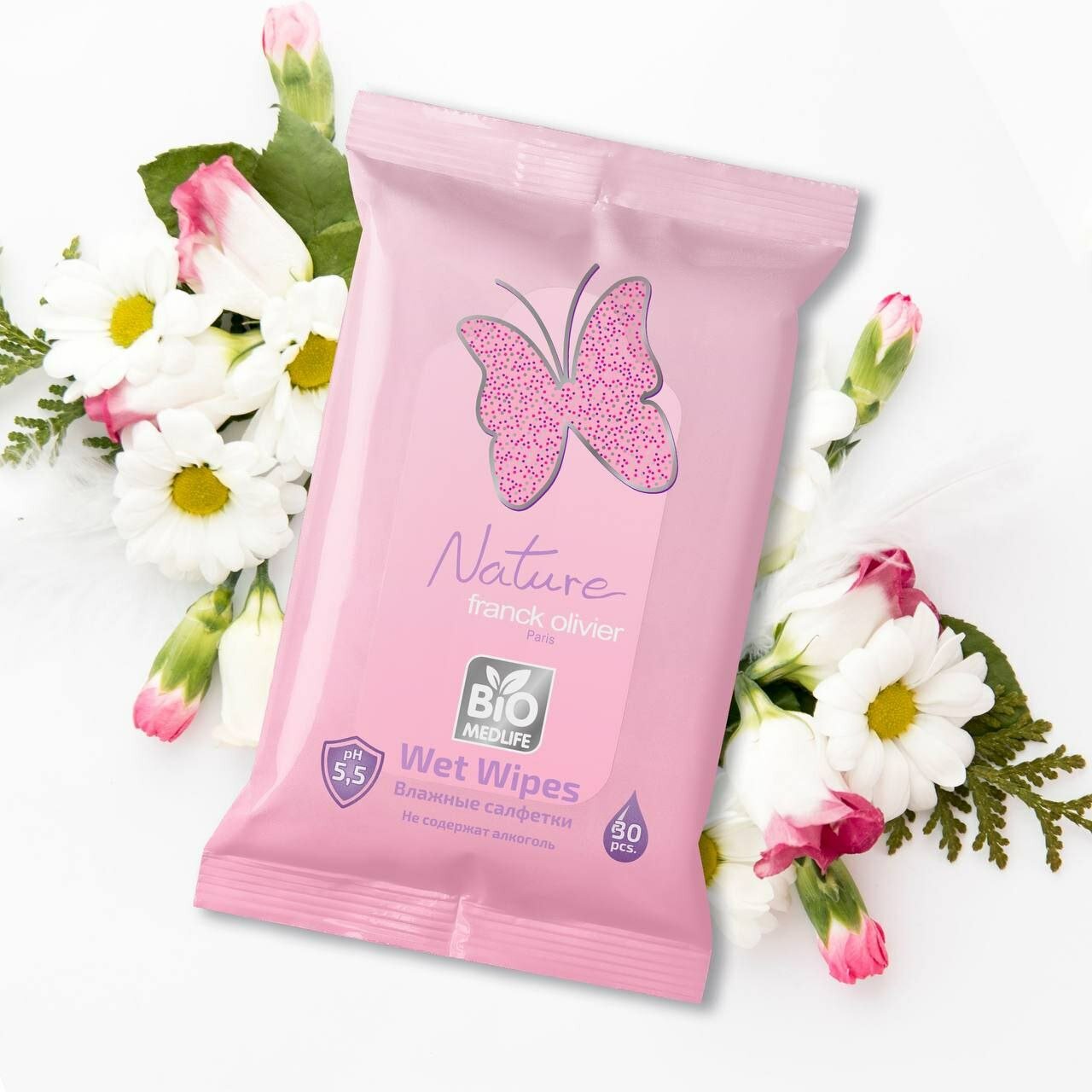 Влажные салфетки Bio Medlife "Nature"Franck oliver Paris, гипоаллергенные, без спирта, 30 шт. 250г