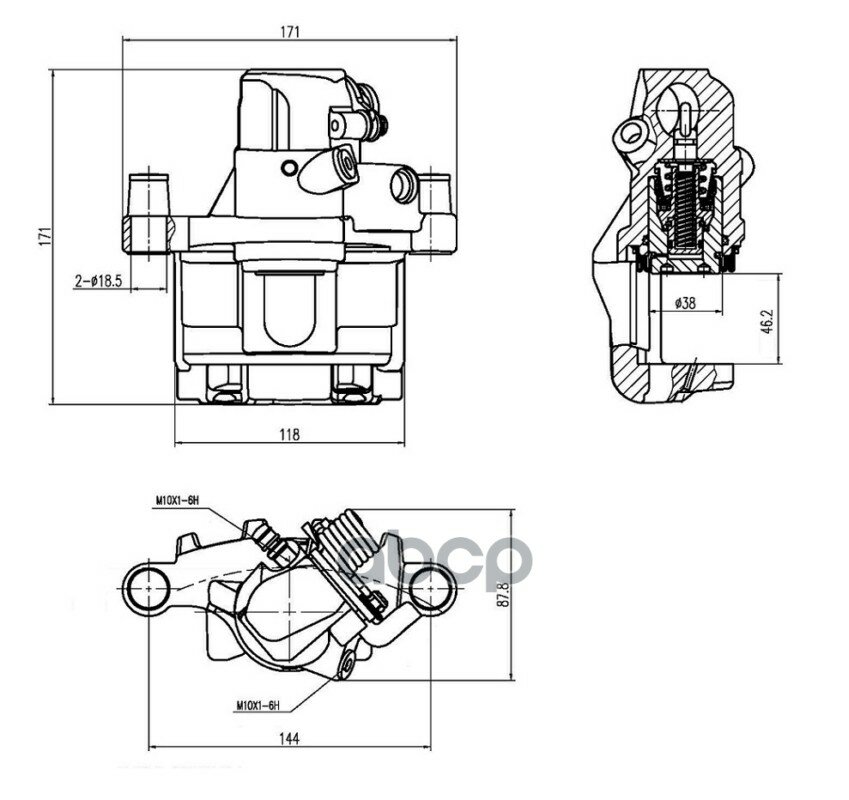 Суппорт тормозной задн. L FORD Focus I-II 1998-2004/C-Max 2007->, MAZDA 3 2003->, VOLVO S40 II 2003->/C30 2006->/V50 2003->/V.