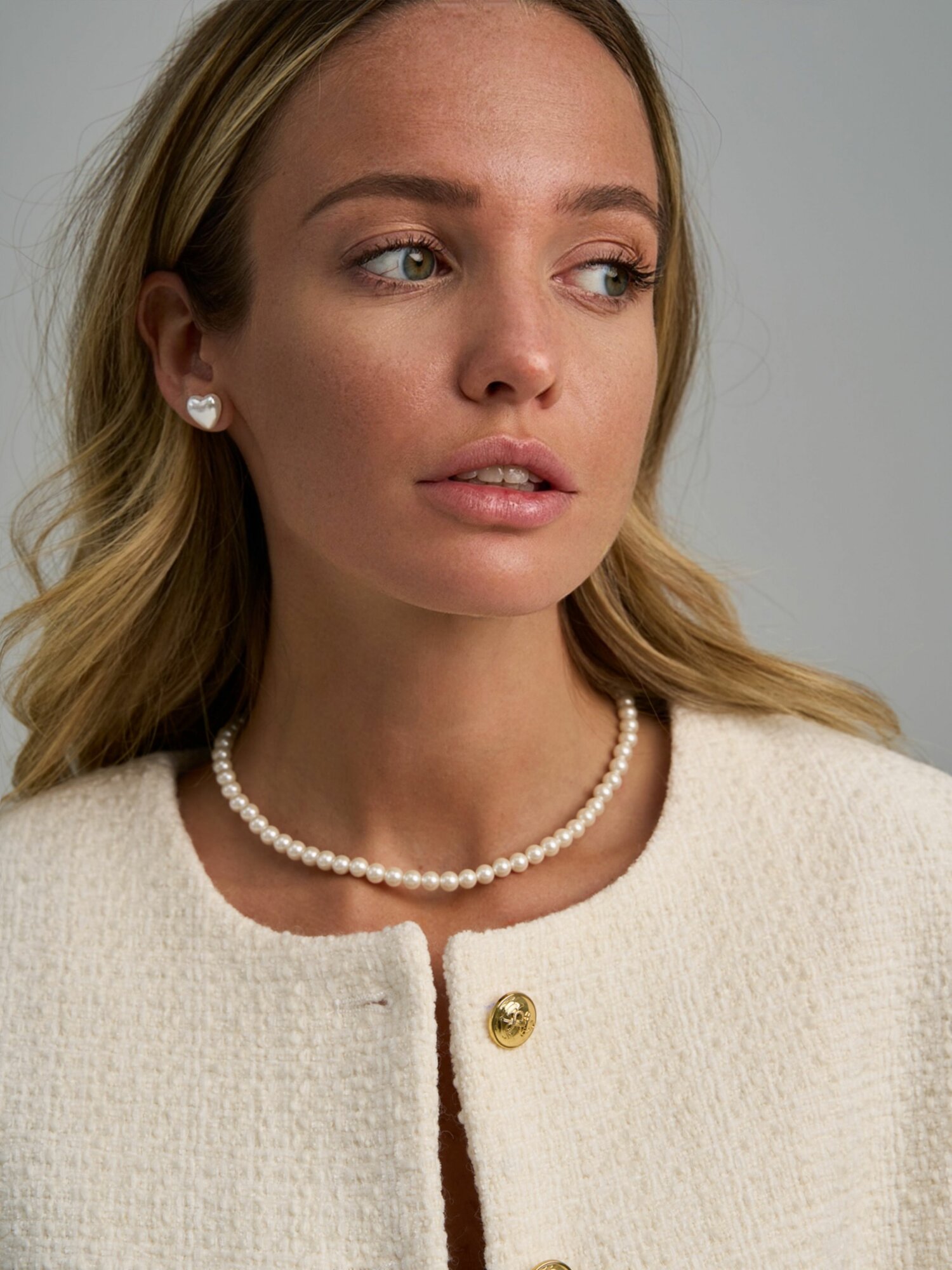 Серьги, белый, золотой — фото 1