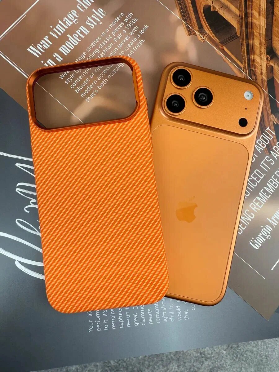 Чехол, для iPhone 17 Pro, карбоновый, защита камеры, премиальный, надёжный
