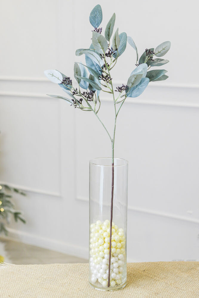 Декоративная искусственная ветка зацветающий эвкалипт, пластик, текстиль, 60 см, EDG 2300042A788