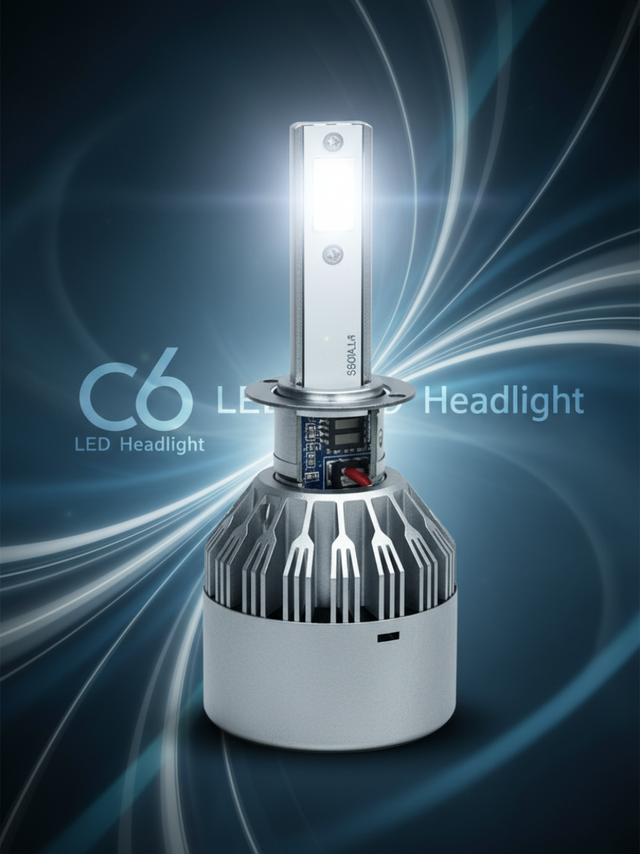 Лампа светодиодная H3 для авто Комплект 2шт. LED C6 (ярче ксенона) 12V 6000K 36W 3800Lm