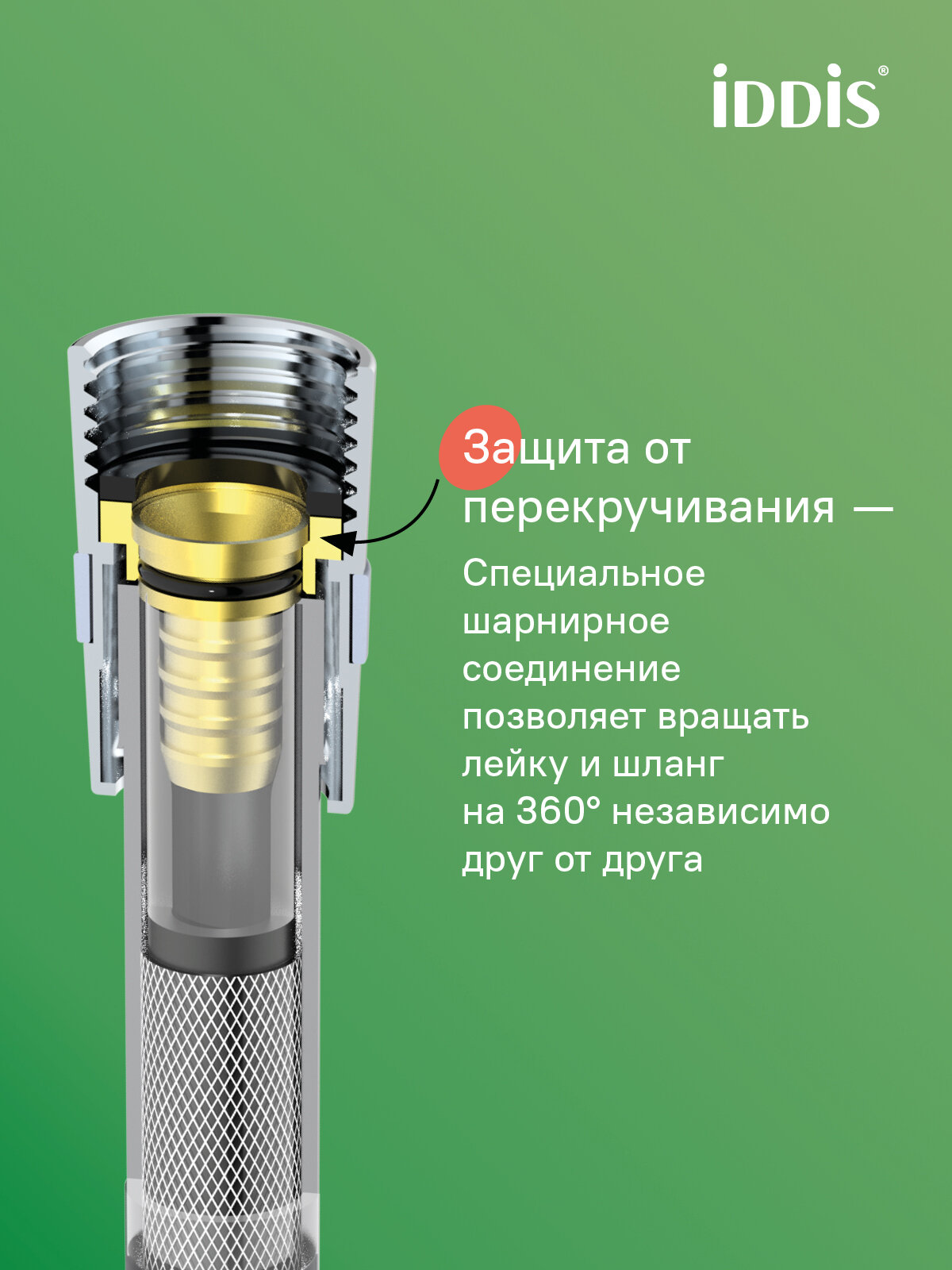 Шланг для душа IDDIS Optima Home OPH12WLi19 белый матовый силиконовый 1,2м — фото 1