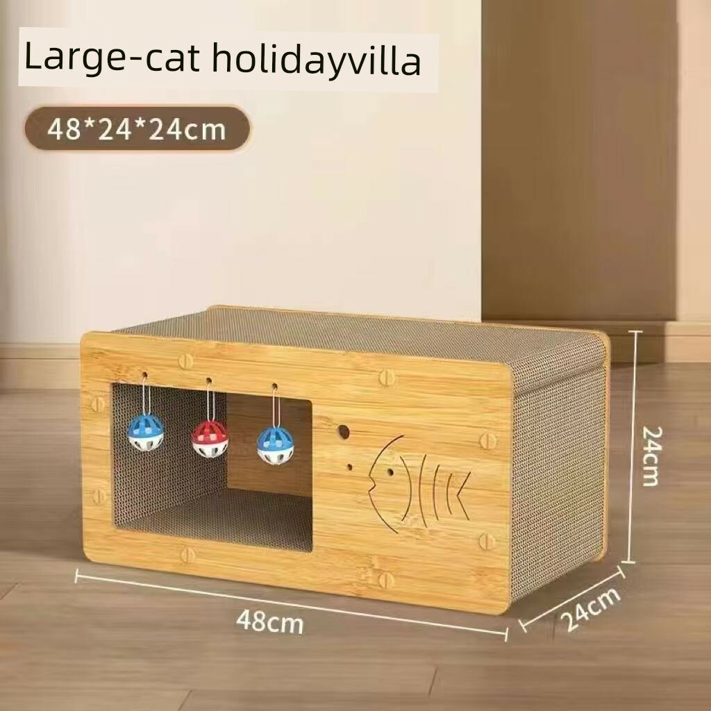 Коттедж в виде пузырьковой рыбы с царапкой, 48x24x24см, нескользящая прочная мебель для кошек