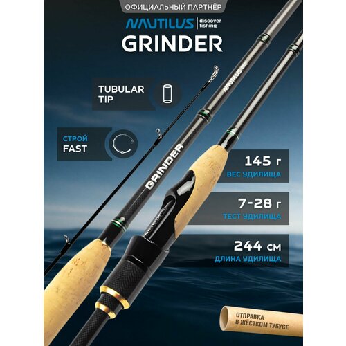 Удилище спиннинговое Nautilus Grinder GRS-802MH 244см 7-28гр