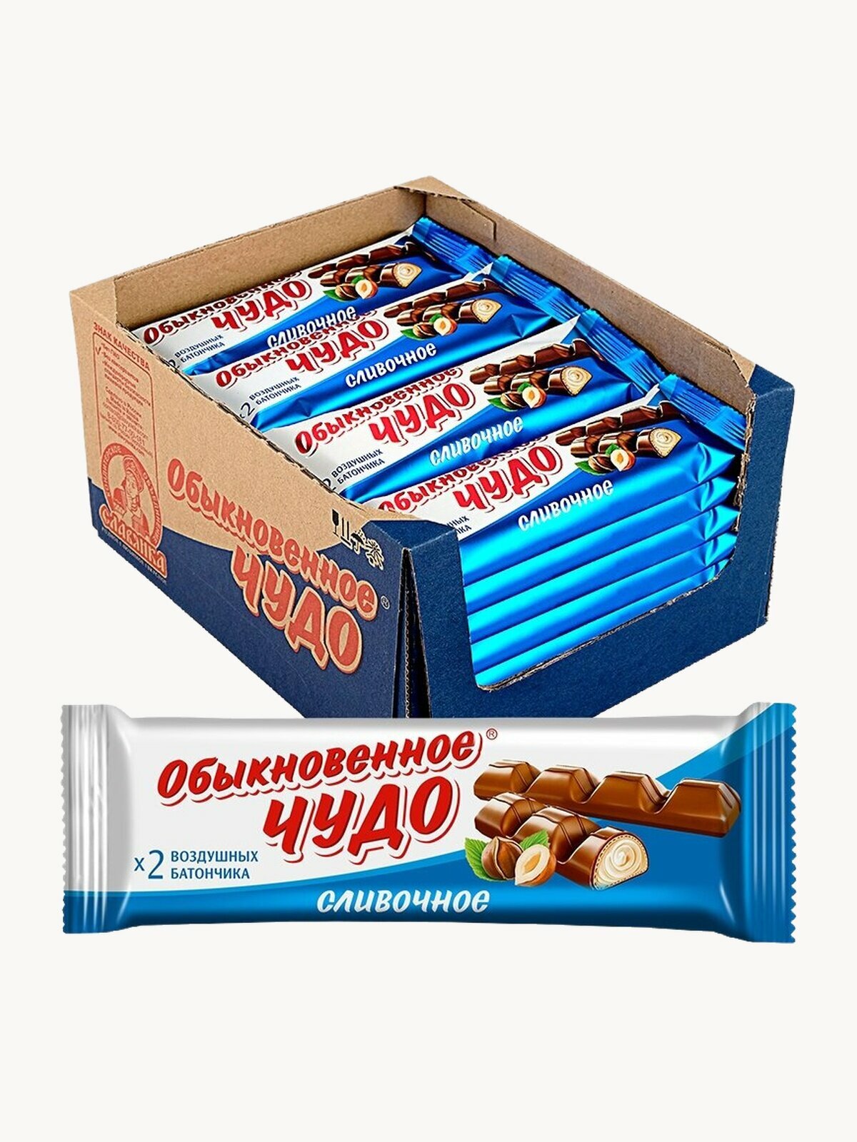 Батончик Обыкновенное чудо сливочное Славянка 24 шт по 55 г