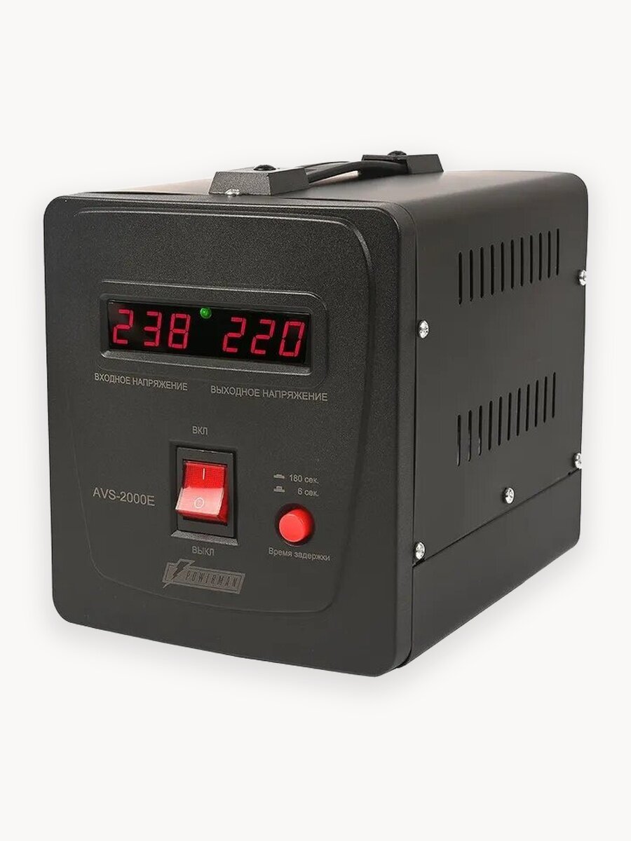 Стабилизатор напряжения POWERMAN AVS 2000 E, 1600 Вт, 220 В, для компьютера, телевизора и другой техники