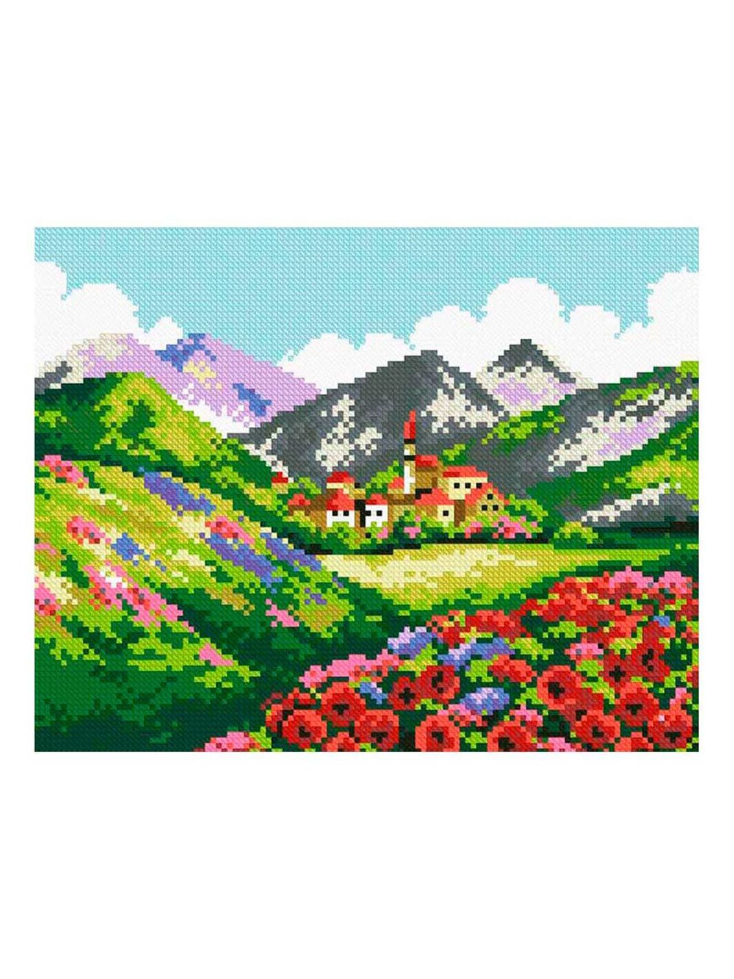 Картина стразами, алмазная мозаика Город в горах, 35*30 см, Cristal, 7508