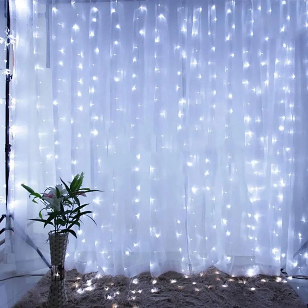 Гирлянда-штора белая, 300 LED