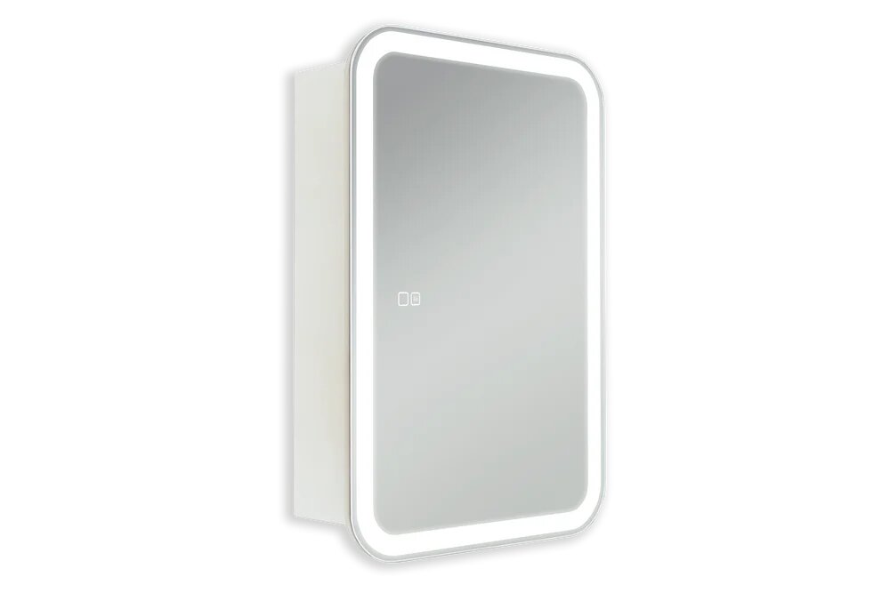 Зеркало-шкаф Silver Mirrors Фиджи 2 Flip 50x75 со светодиодной подсветкой с подогревом 50 см с сенсорным управлением с розеткой белое