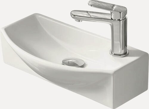 Изображение товара Раковина маленькая в туалет SantiLine SL-2013L 46 мини, подвесная, белая, раковина для ванной фаянсовая, прямоугольная