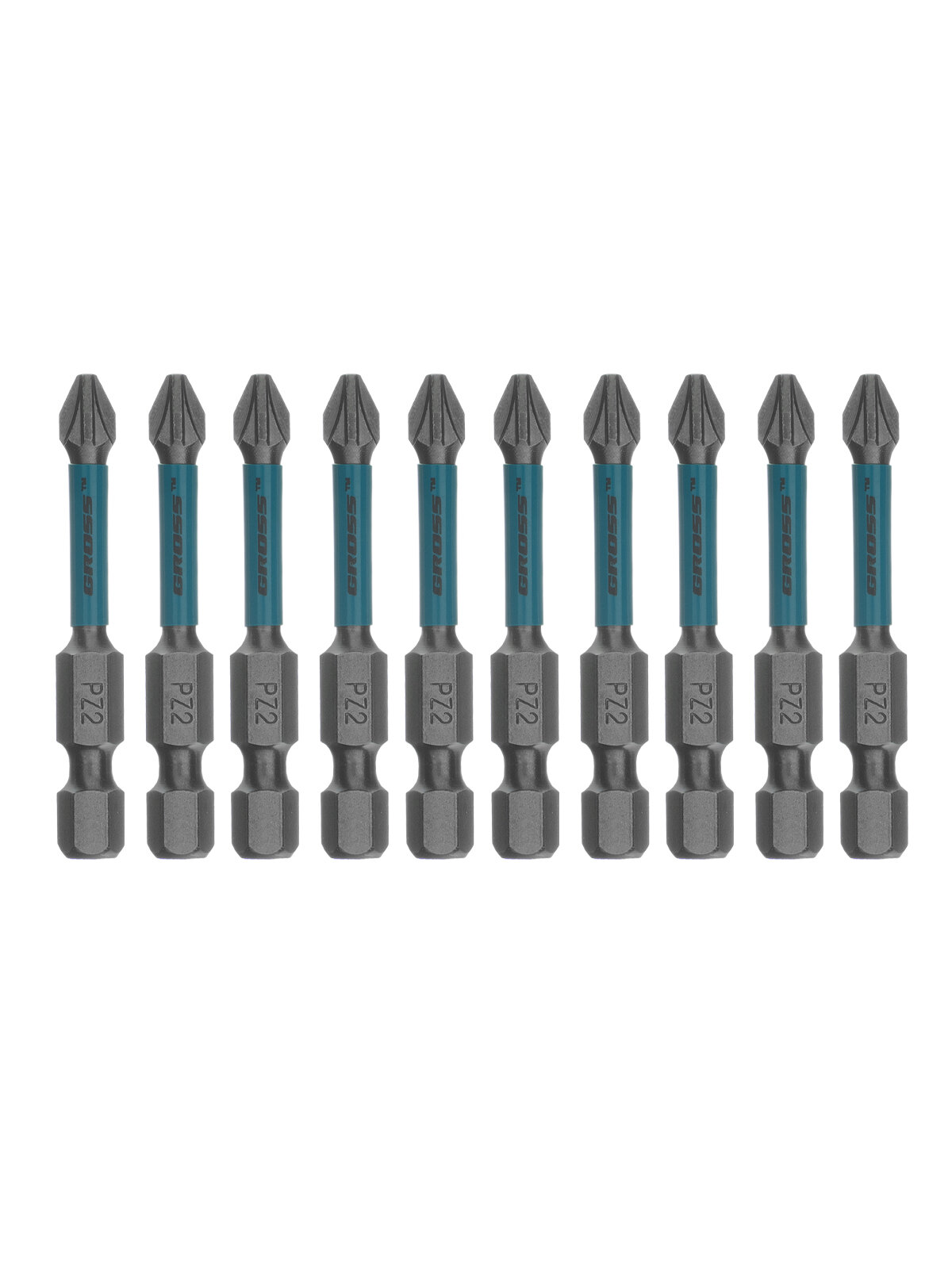 Набор бит торсионных Gross PZ2x50 мм для ударных шуруповертов отрывн 10 шт 114095