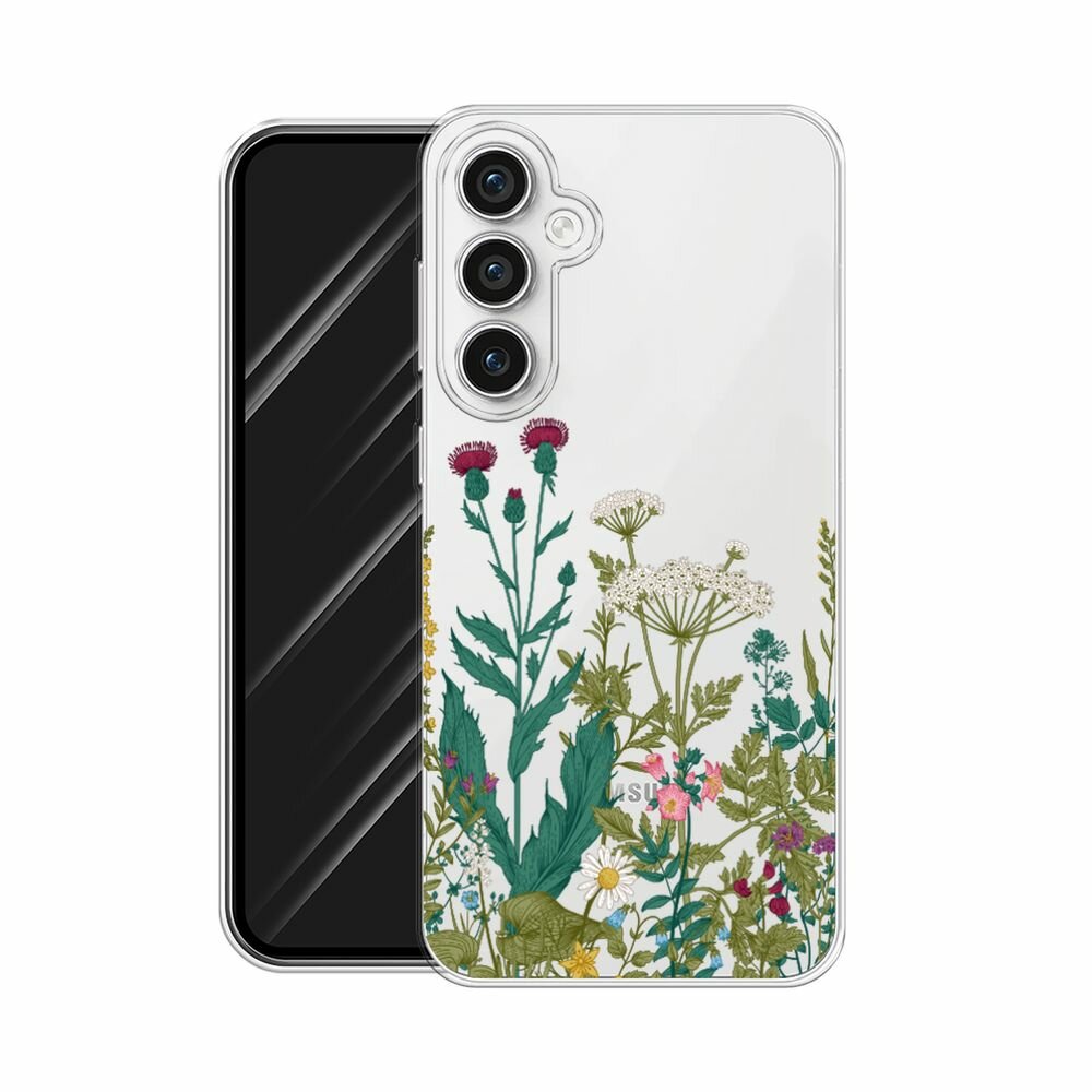 Чехол на Samsung Galaxy S23 FE 5G / Самсунг Галакси S23 FE 5G с принтом "Дикие полевые цветы", прозрачный — фото 1