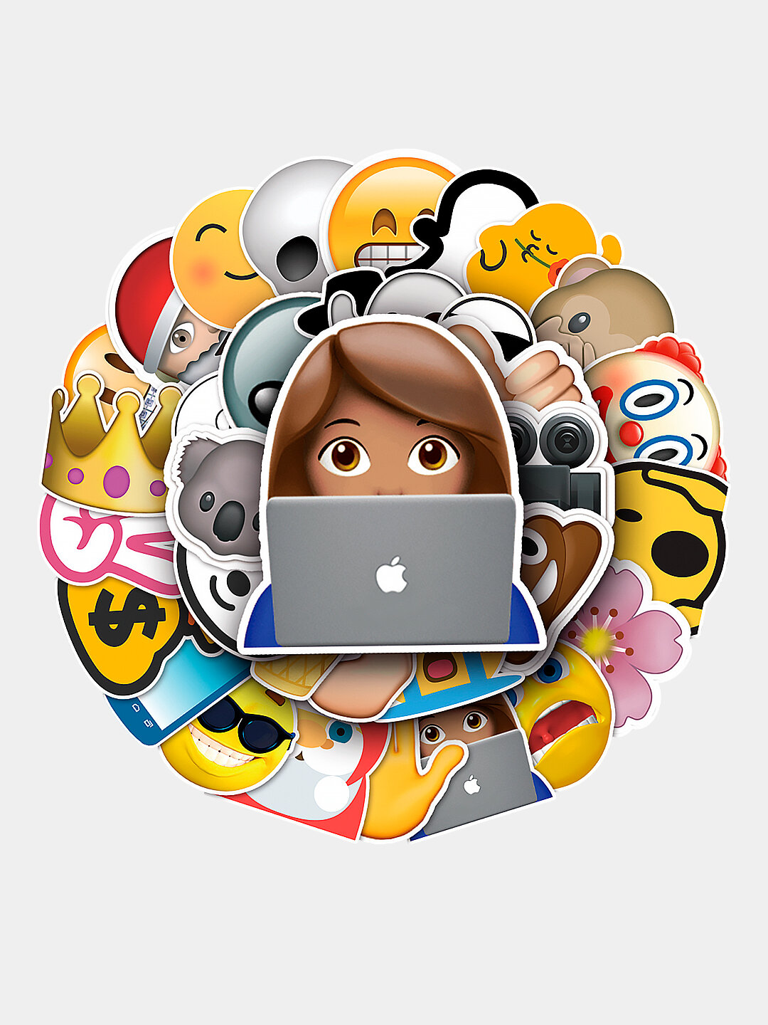 Наклейки для декора, телефона, ноутбука набор 50 шт, более 15 видов, Эмоджи