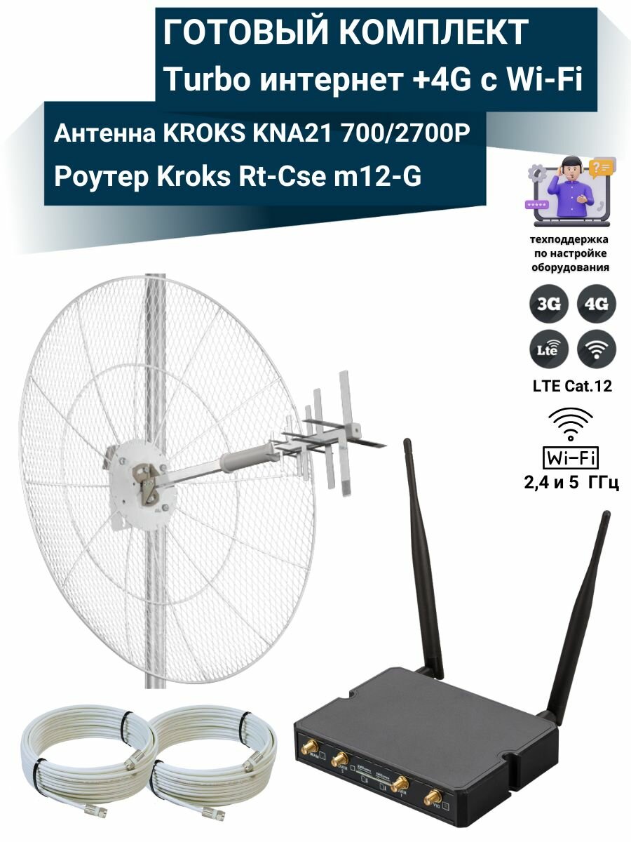 Роутер 4G Wi-Fi Kroks Rt-Cse m12-G с параболической антенной KROKS KNA21-700/2700P