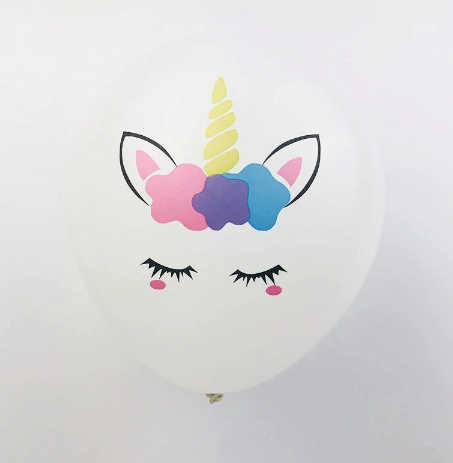 Красивые шарики с необычным принтом для детей для дня рождений, праздников . белый единорог 10 шт