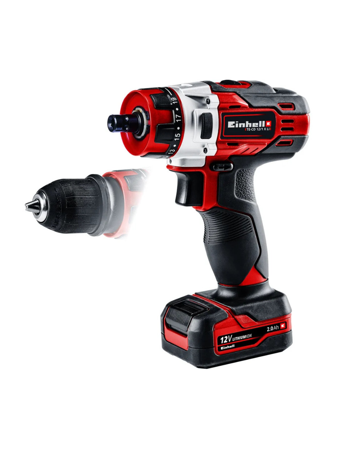 Аккум. дрель-шуруповёрт Einhell TE-CD 12/1 X-Li, 12 В, 30 Н·м, 400/1400 об/мин, LED — фото 1