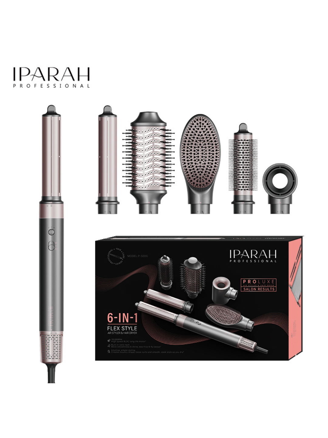 Фен-стайлер "IPARAH Professional" P-500, 6 в 1, для волос, автоматическая намотка плойки