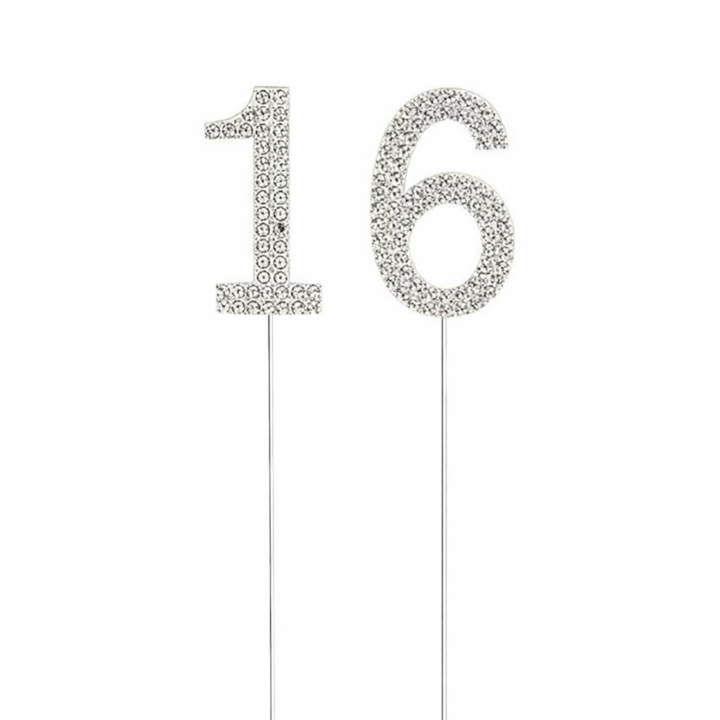 Набор топперов 16 металлический серебряный со стразами