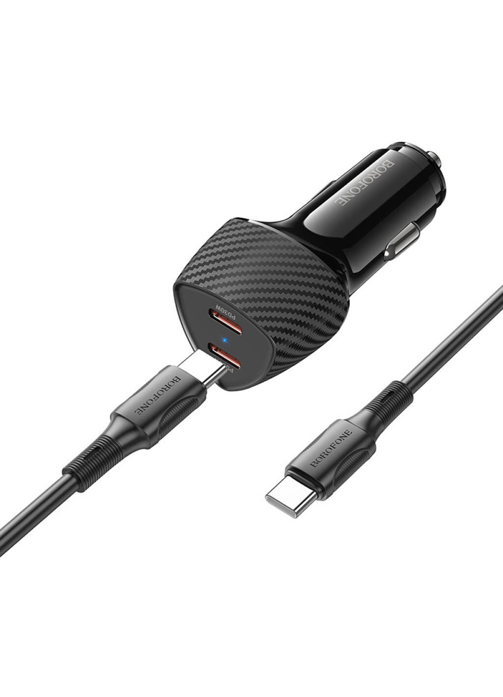 Автомобильное зарядное устройство BOROFONE BZ31D (без кабеля), чёрный цвет, быстрая зарядка, надежное устройство.