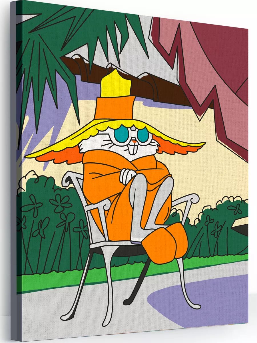 Картина по номерам на холсте с подрамником 40х50 см Багз Банни На чиле