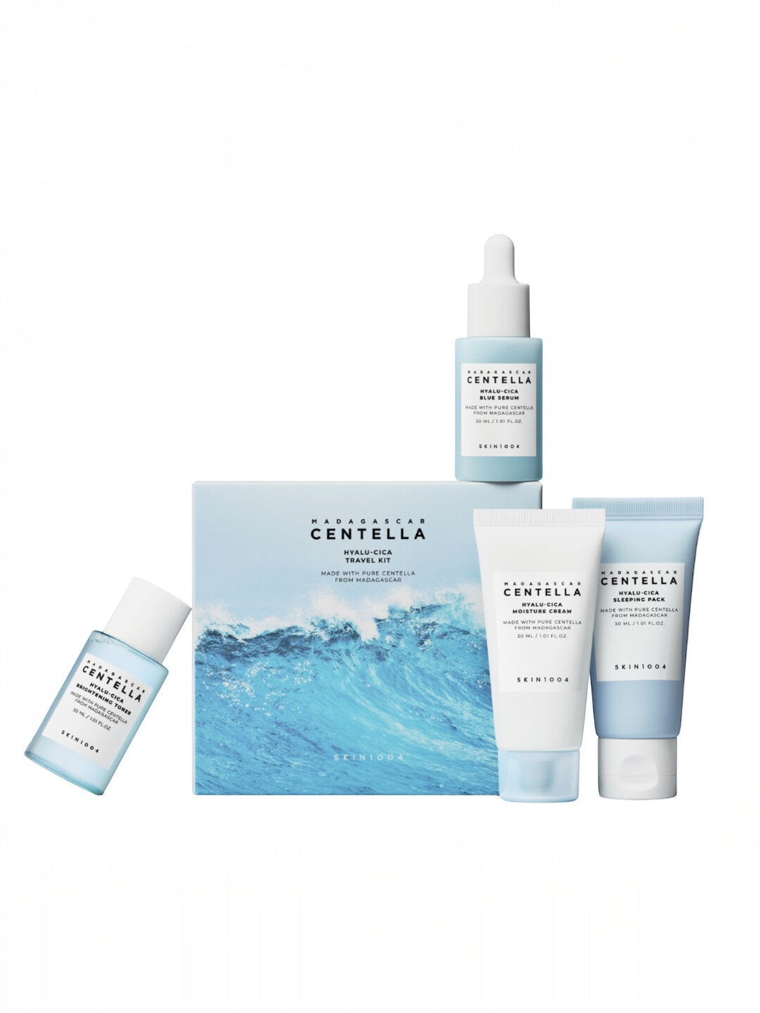 SKIN1004 Madagascar Centella Travel Kit (кок рангли набор)это компактный набор мини-средств для ухода за кожей лица