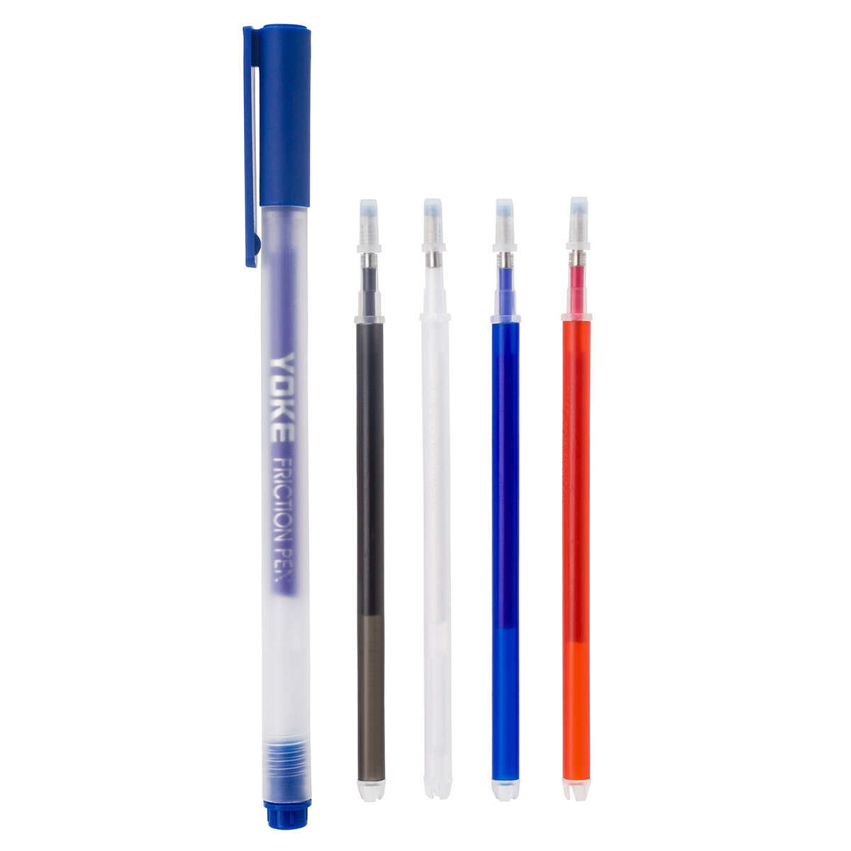 Ручка для ткани термоисчезающая с набором стержней, цвет белый/красный/чёрный/синий, 1 ручка, 12 стержней