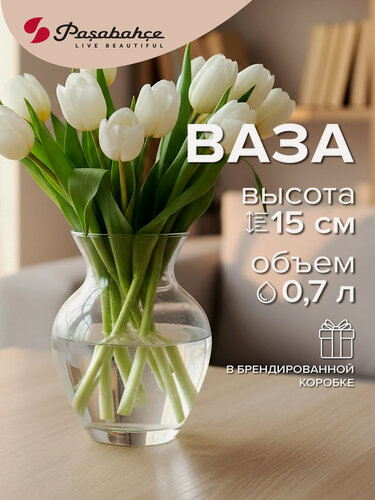 Изображение товара Ваза для цветов Pasabahce Botanica, 14,4 см, стеклянная, прозрачная