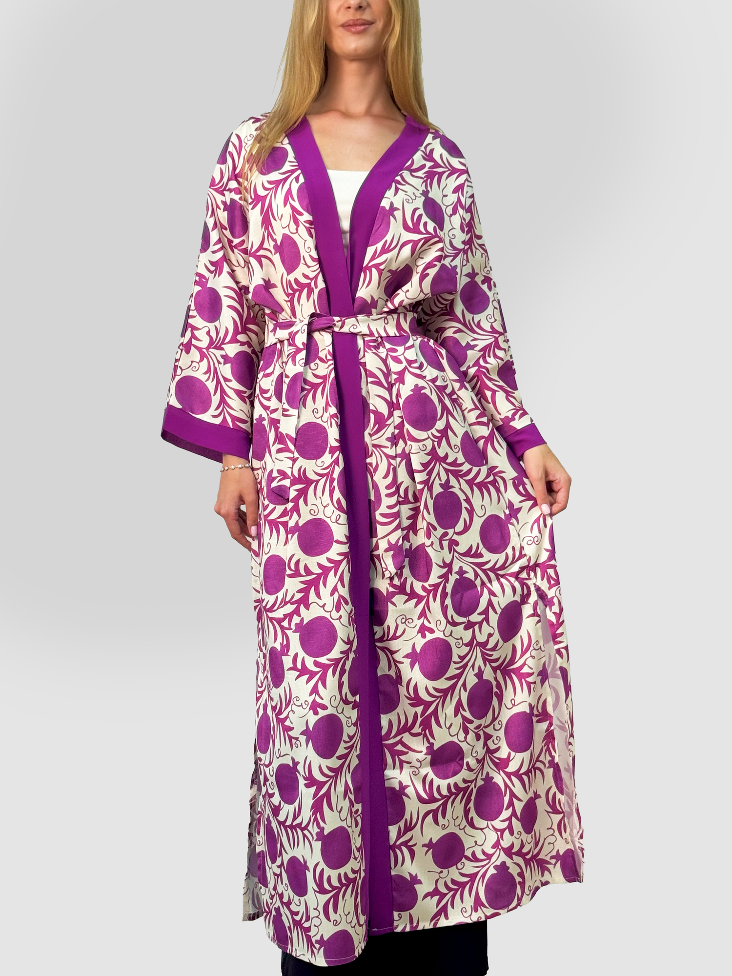 Халат  Традиционный, размер XL, фиолетово-белый — фото 1