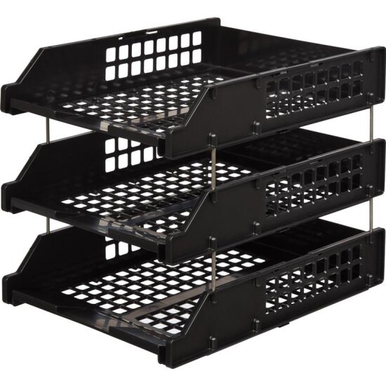 Набор из 3-х лотков Стамм STRONG гориз. на металл. стержнях 6см черный ЛТ112