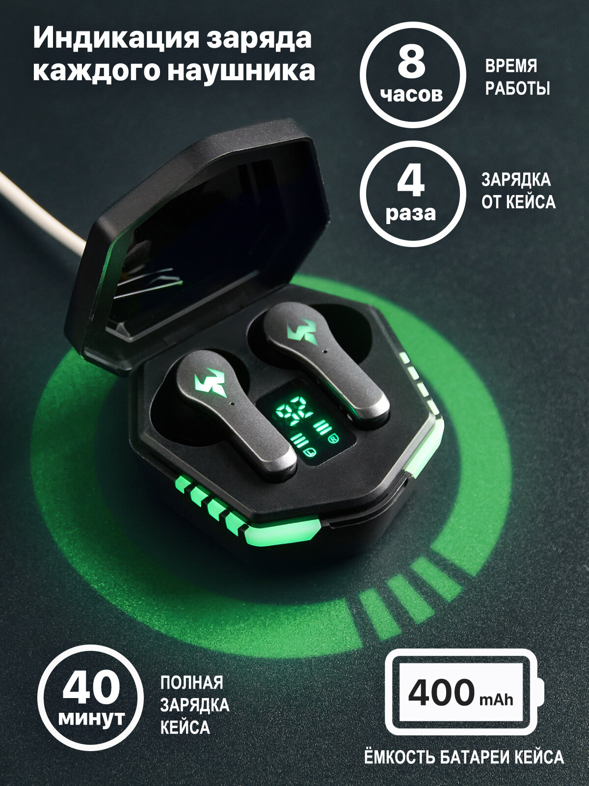 Беспроводные наушники N35 TWS игровые гарнитуры 9D стерео объемный звук качество Bluetooth-совместимые 5.2 музыкальные н — фото 1