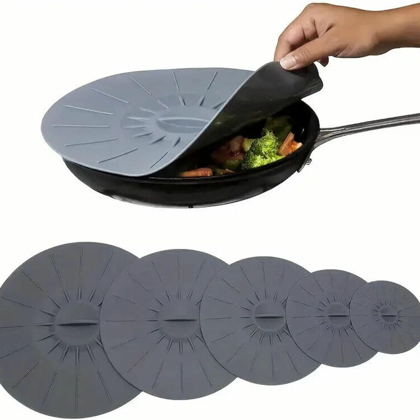 Силиконовые вакуумные крышки для посуды 5шт набор крышек универсальные герметичные для кастрюли сковородок тарелок