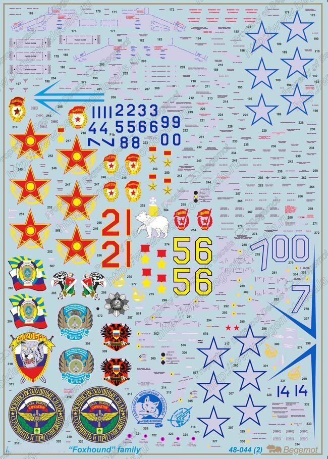 48-044 Деколь (Декаль) для сборной модели "Микоян МиГ-31" 1/48 (BEGEMOT) — фото 1