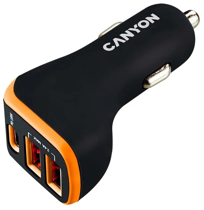Автомобильное зарядное устройство Canyon C-08 (CNE-CCA08BO), orange, автозарядка
