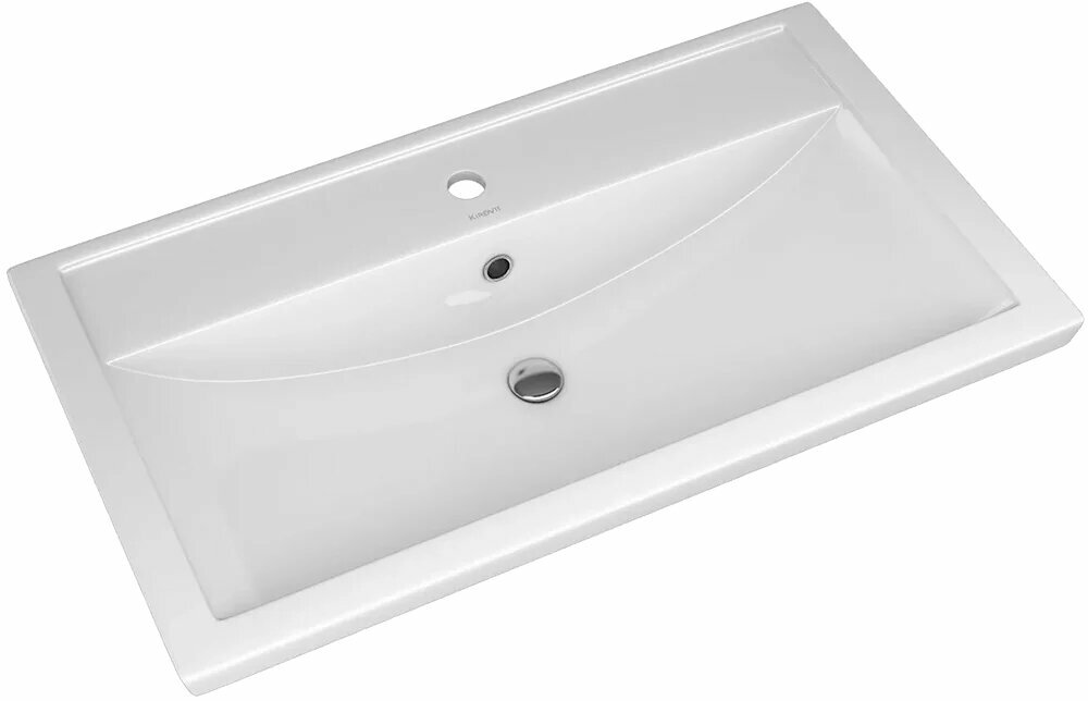 Мебельная раковина Kirovit Фостер 80 фарфоровая раковина для ванной со сливом-переливом белая прямоугольная