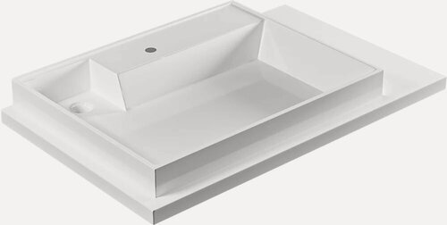 Изображение товара Раковина над стиральной машиной СаНта Юпитер 80 L с правым крылом, белая, раковина для ванной из искусственного мрамора, прямоугольная