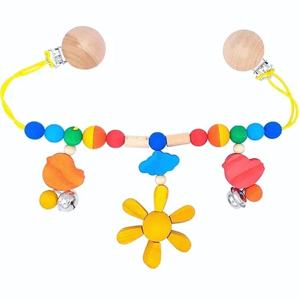 Подвеска-погремушка "Солнышко" деревянная безопасная для коляски и кроватки