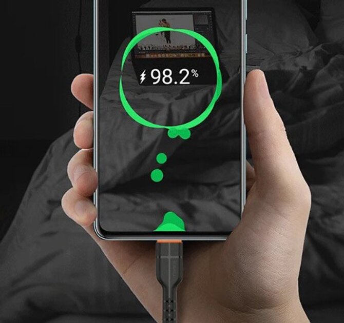 Кабель для быстрой зарядки KAKUSIGA USB-Type-C, 1 метр, черный — фото 1