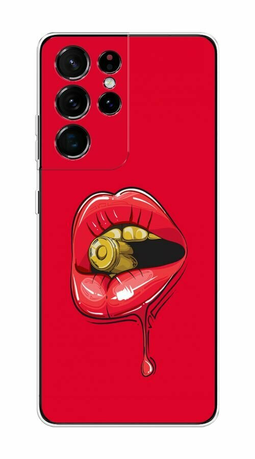 Чехол на Samsung Galaxy S21 Ultra / Самсунг Галакси S21 Ультра с принтом губы и пуля 1