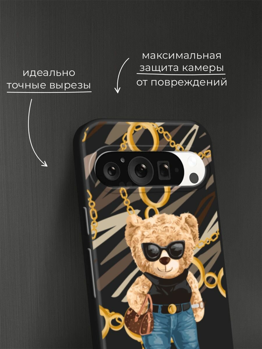 Черный матовый чехол на Google Pixel 9 Pro / Гугл Пиксель 9 Про с принтом "Горячая штучка - 8 марта" — фото 1