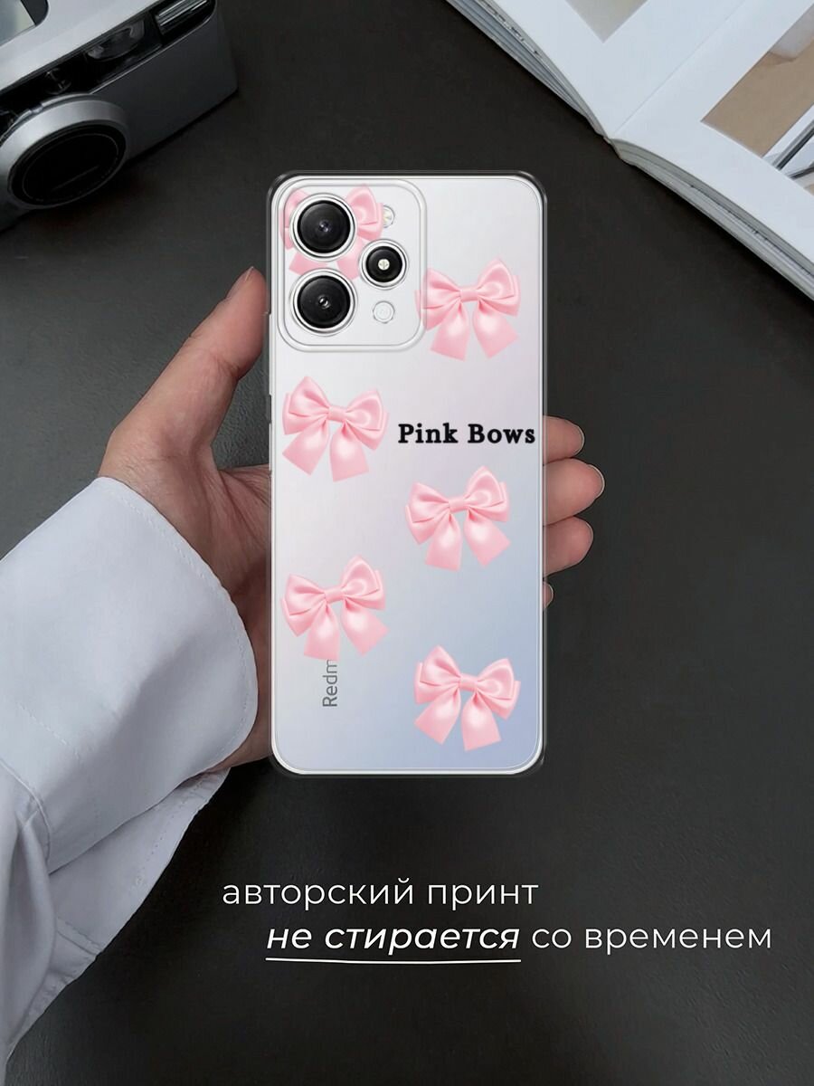 Чехол на Xiaomi Redmi 12 / Сяоми Редми 12 с принтом "Pink Bows", прозрачный — фото 1