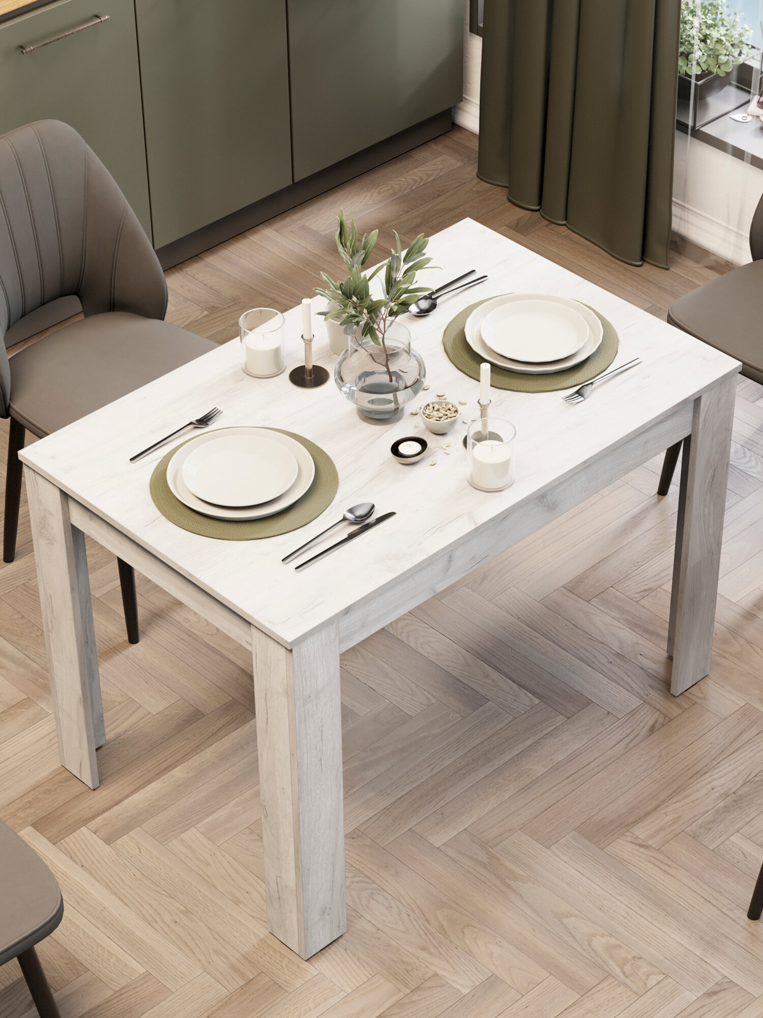 Обеденный стол Мебель Трия Ганновер, 110х70 см. Дуб крафт белый